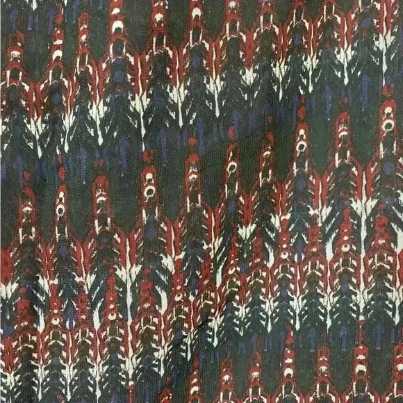H&M, Vibrant Patterned Semi-Transparent Sleeveless Blouse, Size 12, Navy, Red π - Picture 3 of 7
